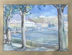 D.McKillip, Italian lakes watercolour on paper, signed bottom right in a gilt glazed frame. (