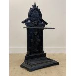 A Victorian cast iron stick stand, the back depicting an urn issuing a bouquet of flowers enclosed