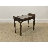 An early 20th century mahogany end table, the top with plate glass above fluted frieze and square