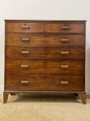 A late Georgian mahogany chest, fitted with two short and four long graduated drawers, raised on