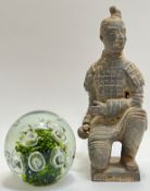 A ceramic terracotta warrior figure (six/seven character mark to base) (h- 27cm), together with an