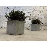 A pair of composition planters of square form, H31cm, W31cm, D31cm