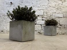 A pair of composition planters of square form, H31cm, W31cm, D31cm
