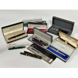 A collection of fountain pens including Parker, Sheaffer, Onoto De La Rue and Conway Stewart. some