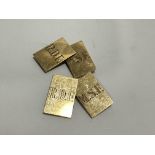 A pair of 9ct gold square sleeve links with engraved initials M.S.E and R.D.F, (L x 2cm) 9.8g