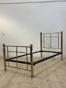 An early 20th century gilt brass and iron single bed frame H110cm, W94cm, L202cm