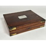 A early Victorian mahogany brass bound Surgeons Obstetric instrument box awarded by Dr Ashwell of