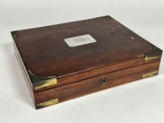 A early Victorian mahogany brass bound Surgeons Obstetric instrument box awarded by Dr Ashwell of