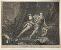 A 19thc engraving after Hogarth, Mr Garrick in Character of Richard the 3d, slight signs of staining