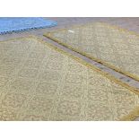 Casa Pupo, a pair of vintage embroidered wool and cotton blend rugs, the yellow ground with floral