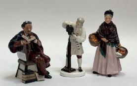 A group of Royal Doulton figures comprising- The Professor (h-19.5cm), The Wigmaker of