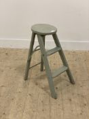 A Vintage painted oak folding two rung step ladder H60cm