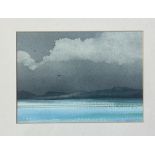 Jean McNeill, cloudy/overcast beach scene, watercolour, signed bottom left in a gilt glazed