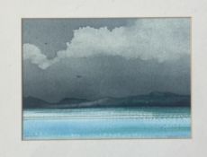 Jean McNeill, cloudy/overcast beach scene, watercolour, signed bottom left in a gilt glazed