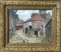 Scottish School circa 1900, The Old Mill, Ceres Fife, oil on board, in a gilt composition frame,
