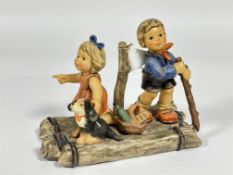 A German Hummel pottery "Wonder of Childhood" figure group Summer Adventure. (H x 15cm L x19cm),
