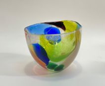 A Shakespeare Glass & Arts mutli-coloured decorative bowl in Nougat style. (h-19.5cm w-23.5cm) (