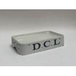 A Vintage shop display white ironstone slab for DCL yeast. (h-8cm w-37cm)