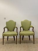 A pair of mahogany framed drawing room chairs in the Georgian style, early 20th century, the