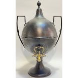A neoclassical style urn-form patinated tin samovar with brass tap (h- 47cm, w- 31cm)