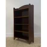 A stained oak and walnut floor standing open bookcase, first half of the 20th century, fitted with