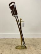 An Early 20th century cast brass stick stand (H55cm) together with a Royal marines swagger stick