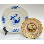 An 18thc Tournai soft past porcelain blue and white dish with moulded edges and floral decoration (