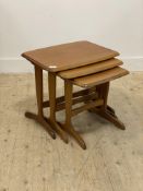 A mid century teak nest of three tables H47cm, W55cm, D41cm