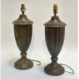 A pair of Chelsom cast brass urn shaped table lamps (marked verso) (h- 46cm)