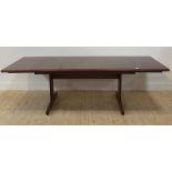 Ulferts of Sweden, a large mid century stained mahogany extending dining table, the rectangular