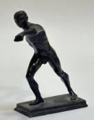 After the Antique, a desk bronze of the Borghese Gladiator, 19th century, on an integral rectangular