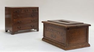 A miniature oak apprentice chest, late 19th / early 20th century, fitted with three short and