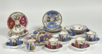 A matched 19th century Meissen and Dresden partial table service, decorated in the Helena Wolfsohn