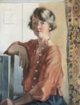 Evelyn Brown (Scottish, fl. early 20th century), Self-Portrait, half length, signed upper right,