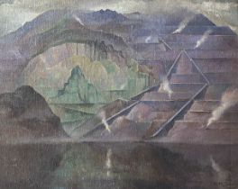 •Rudolf Helmut Sauter (British, 1895-1977), The Mines, South Africa, signed and dated 1939, oil on