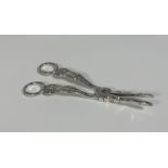 A rare pair of George IV silver grape shears or scissors, Queen's Pattern, Charles Rawlings,