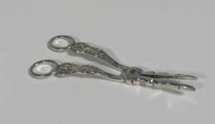 A rare pair of George IV silver grape shears or scissors, Queen's Pattern, Charles Rawlings,