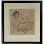 •Alexander Graham Munro R.S.W. (Scottish, 1903-85), Reclining Female Nude, pen and ink, signed lower