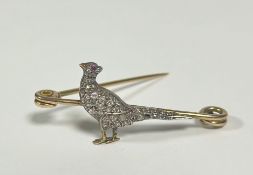 A diamond brooch, early 20th century, modelled as a pheasant, the body close-set with old-cut