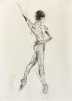 •Hazel Bowman (Scottish, Contemporary), Study of a Ballet Dancer, signed with a monogram, framed.