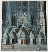•Patrick Hall (British, 1906-1992), Rheims - Night, watercolour framed. 62cm by 54cm. Note: this lot