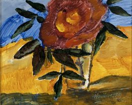 •Albert Houthuesen (Dutch/British 1903-1979), Red Rose, signed lower right, acrylic on board,