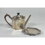 A George III silver teapot on stand, Alexander Field, London 1815, the teapot of straight-sided