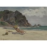 Robert William Brown (Scottish, 1890-1945), St. Brelade's Bay, Jersey, signed lower left, oil on