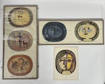 After Pablo Picasso, a set of seven lithographs with gloss finish, probably from Ceramiques de