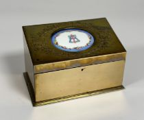 Property of the late Countess Haig: Asprey & Co., a porcelain-mounted brass stationery box with