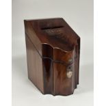 Property of the late Countess Haig: a George III mahogany knife box, of serpentine form, later