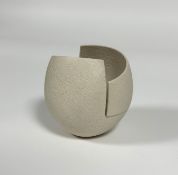 •Ashraf Hanna (b. 1967), Small White Cut and Altered Vessel, stoneware, textured surface, with