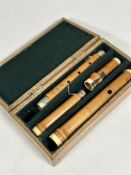 Clementi & Co., a 19th century ivory-mounted boxwood four key flute, of three sections each