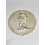 William Couper (American, 1853-1942), "Evening", an allegorical relief-carved marble roundel, signed